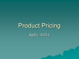 Product Pricing - University of Minnesota