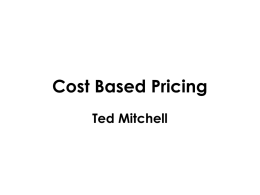 Cost Based Pricing - Prospect Learning