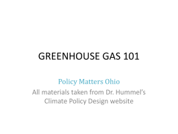 GREENHOUSE GAS 101 - Policy Matters Ohio