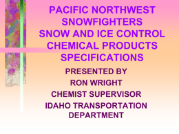 SNOW AND ICE PRODUCT SPECIFICATIONS