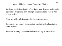 Household Behavior and Consumer Choice