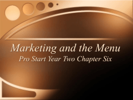 Marketing and the Menu Pro Start Year Two Chapter Six