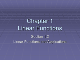 Chapter 1 Linear Functions
