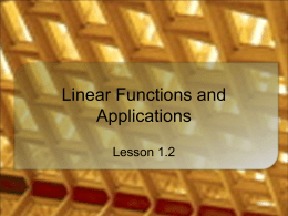 Linear Functions and Applications