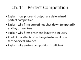 Ch 11: Perfect Competition