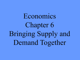 Economics Chapter 6 Bringing Supply and Demand Together