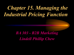 Chapter 15. Managing the Industrial Pricing Function BA 303