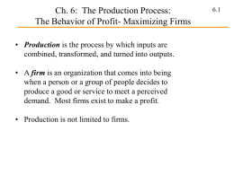 Chapter 6: The Production Process: The Behavior of Profit