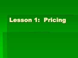 Lesson 1: Pricing