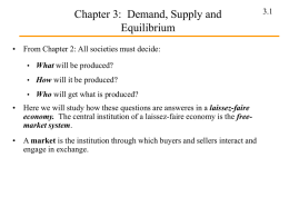 Chapter 3: Demand, Supply, and Market Equilibrium