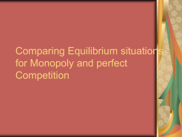 Comparing Equilibrium situations for Monopoly and perfect