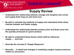Supply Review - Livestock Economics