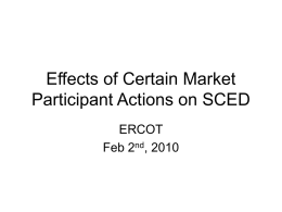 Effects of Certain MP Actions on SCED 100201