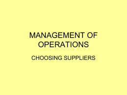 2. Choice of supplier
