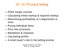 Ch. 12: Pricing & Selling