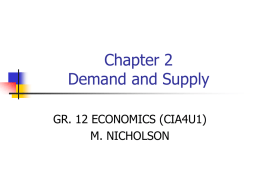 Ch. 2 Ppt: Demand and Supply