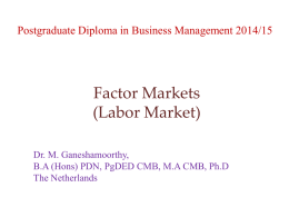 Factor Markets With Emphasis on the Labor Market