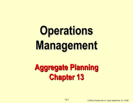 Aggregate Planning - Business Course Materials – Winter 2016