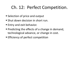 Ch 12: Perfect Competition