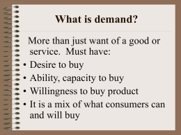 Unit II: Supply and Demand