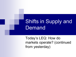 Shifts in Supply and Demand
