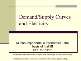 Demand/Supply Curves and Elasticity