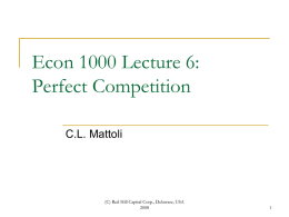 Lecture 6: Perfect Competition