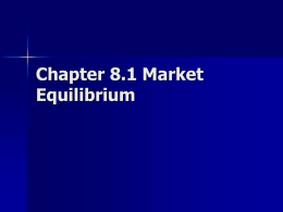 Chapter 8.1 Market Equilbrium