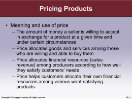 Pricing Products - Cengage Learning