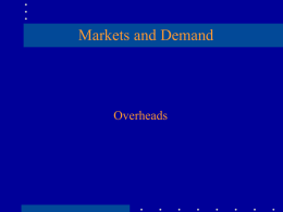 Lecture 4: Markets and Demand