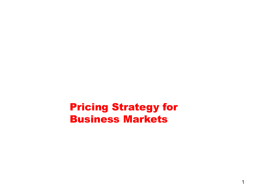 Pricing Strategy for Business Markets