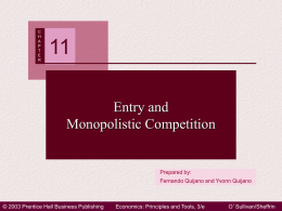 Chapter 11: Entry and Monopolistic Competition