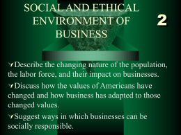 SOCIAL AND ETHICAL ENVIRONMENT OF BUSINESS