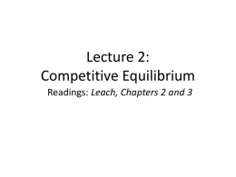 Lecture 2: Competitive Equilibrium