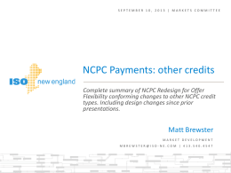 Hourly Shortfall NCPC credit
