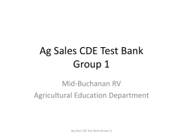 Ag Sales CDE Test Bank Group 1 - Mid