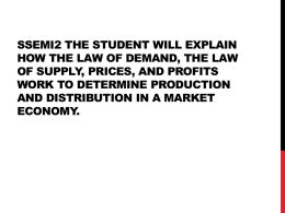 SSEMI2 The student will explain how the Law of Demand, the Law