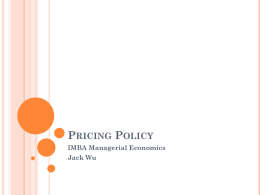 IMBA Managerial Economics Lecture Nine Fall 2015
