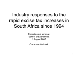 Industry responses to the rapid excise tax increases in South Africa