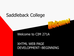 Creating a Web Page - Saddleback College