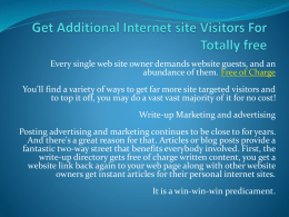 Get Additional Internet site Visitors For Totally free