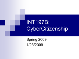 INT197B: CyberCitizenship - Seidenberg School of CSIS