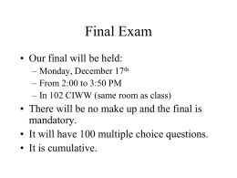Final Exam Topics