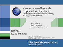 Can an accessible web application be secure? Assessment