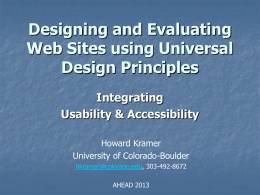 Designing and Evaluating Web Sites Using Universal