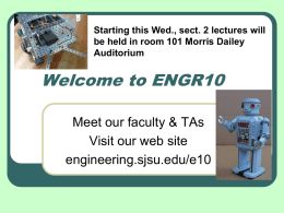 Welcome to ENGR10 - San Jose State University