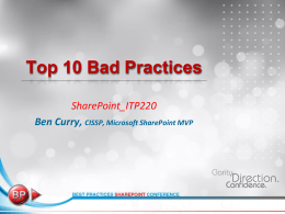 Top 10 Bad Practices - Chicago SharePoint User Group
