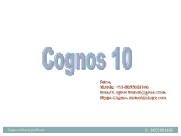 Cognos 10 Servers - Cognos Trainings