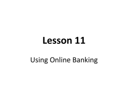 Lesson 11 – Using Online Banking