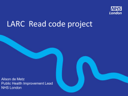 LARC Read Code Project - London Sexual Health Programme